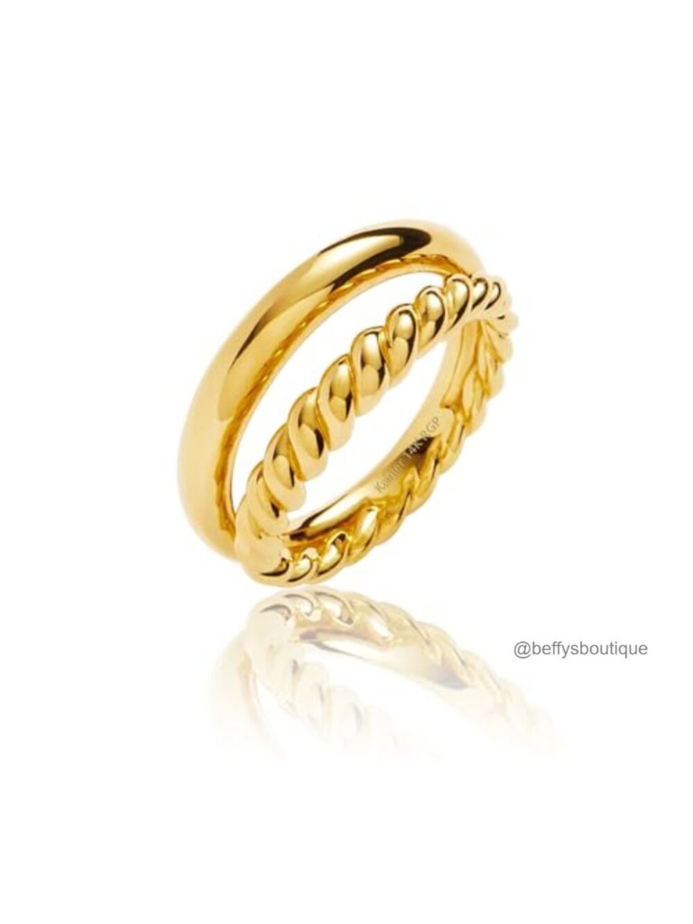 14K Gold Plated Double Twisted Stackable Ring Comfort Fit Statement Band